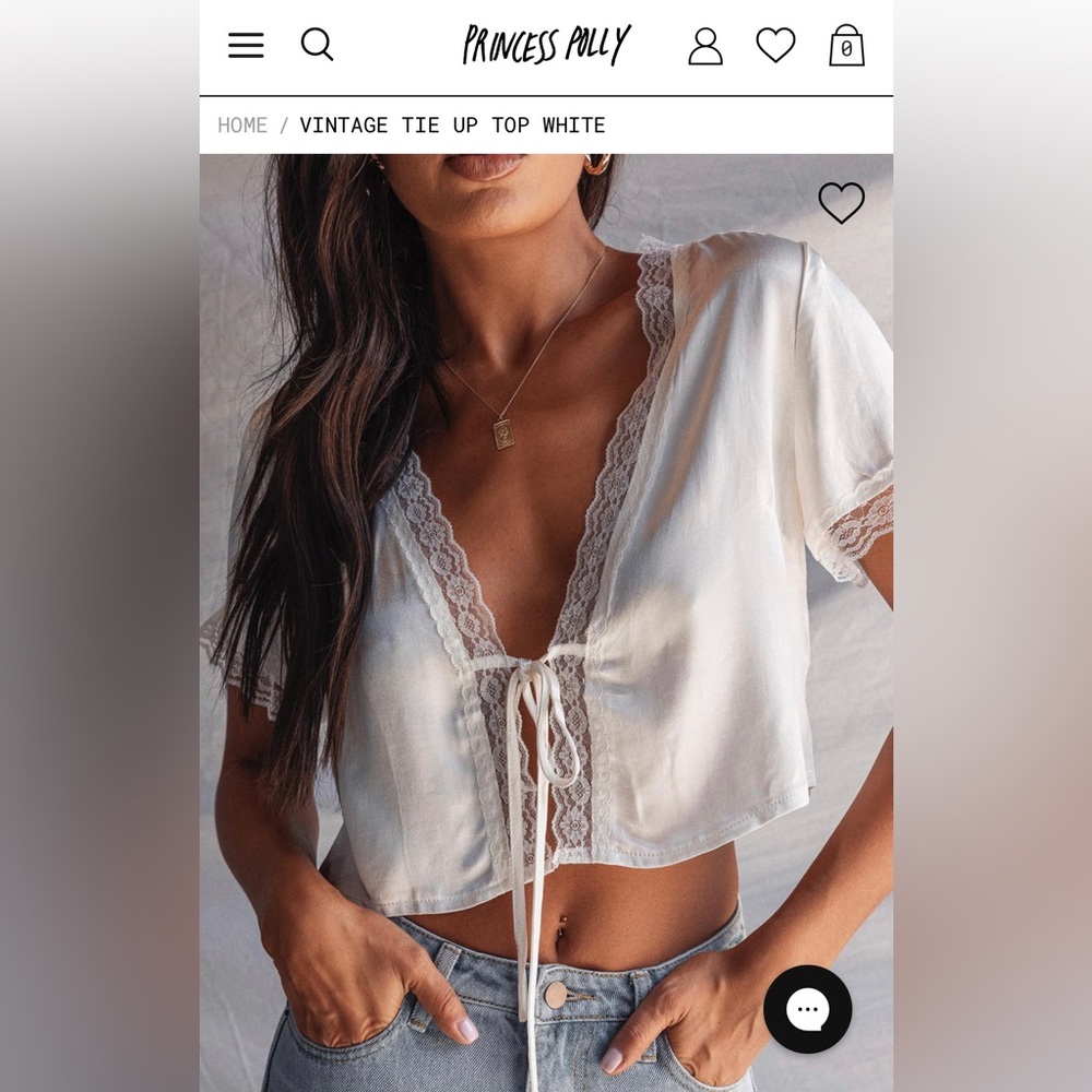 Princess Polly Vintage Tie Up Top White